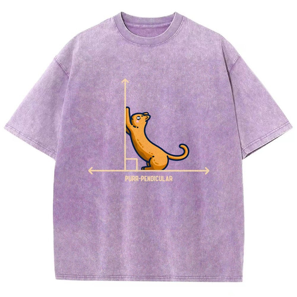 Purr-Pendicular Cute Maths Cat Premium Vintage Distressed T-shirt