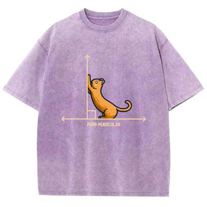 Purr-Pendicular Cute Maths Cat Premium Vintage Distressed T-shirt