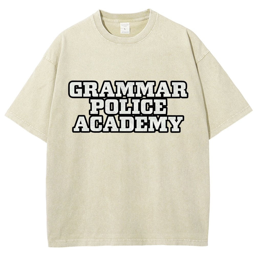 Grammar Police Academy Vintage Distressed T-shirt