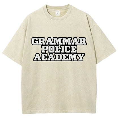 Grammar Police Academy Vintage Distressed T-shirt