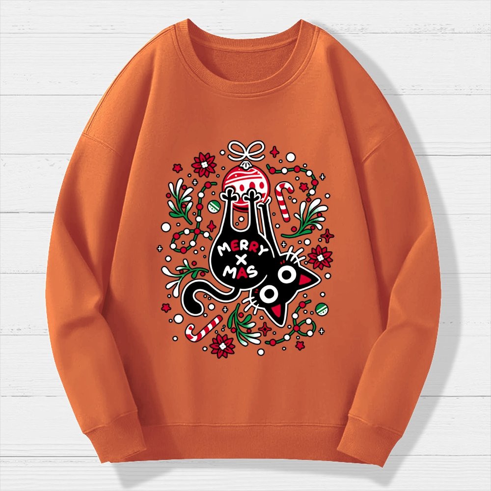 Christmas Cat Butt Geek Cotton Sweatshirt