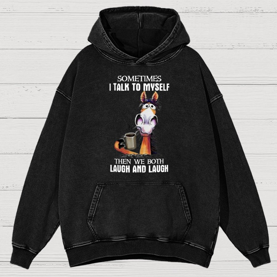 Sometimes I Talk To Myself Vintage Distressed Hoodie