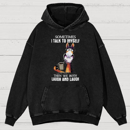 Sometimes I Talk To Myself Vintage Distressed Hoodie