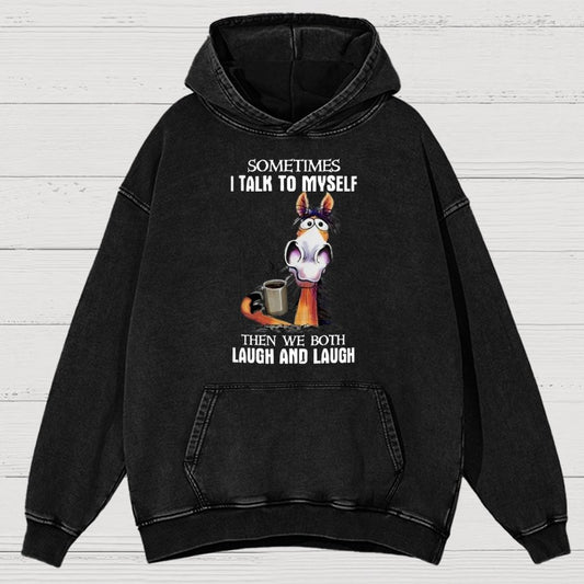 Sometimes I Talk To Myself Vintage Distressed Hoodie