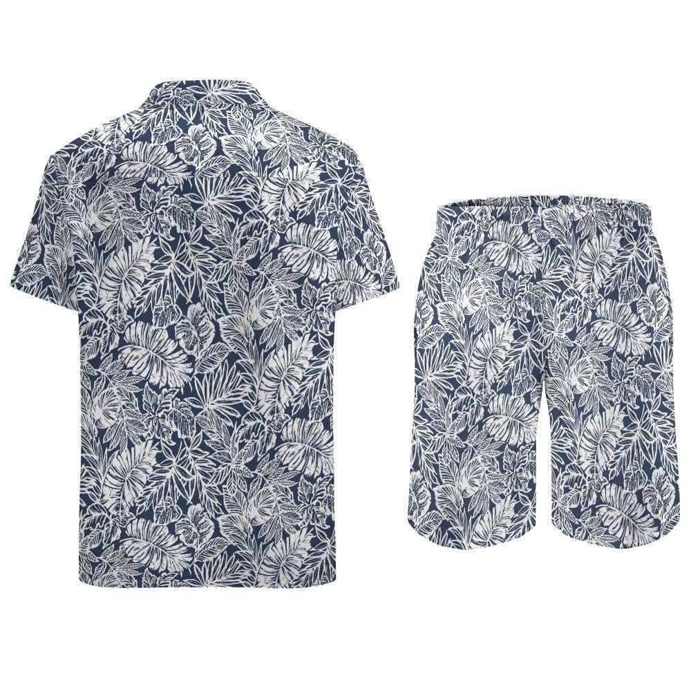 Leaf Print Hawaiian Shirt Set