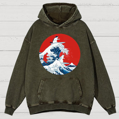 Surfing Cat Funny Vintage Distressed Hoodie
