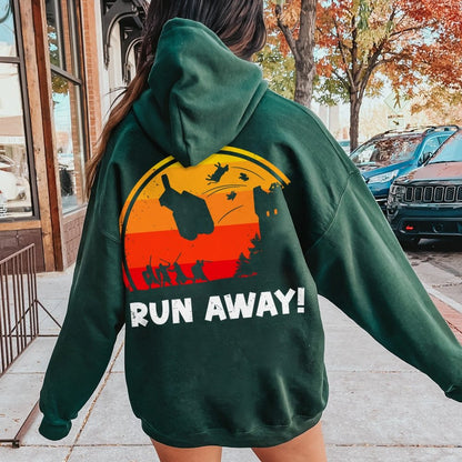 Run Away Printed Back Unisex Cotton Hoodie