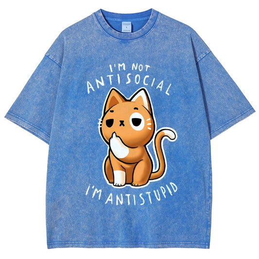 I'm not Antisocial I'm Antistupid Vintage Distressed T-shirt