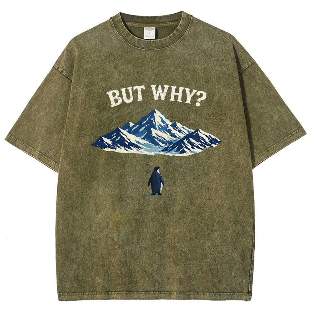 But Why Penguin Vintage Distressed T-shirt