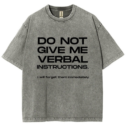 Funny ADHD Don’t Give Me Verbal Instructions Vintage Distressed T-shirt