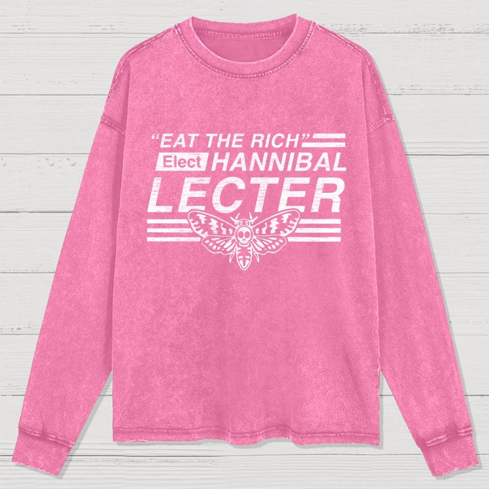Eat The Rich Washed Long Sleeve Tee