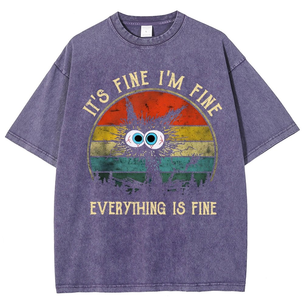 It ‘s Fine I am Fine Everything Is Fine Funny Black cat Vintage Distressed T-shirt