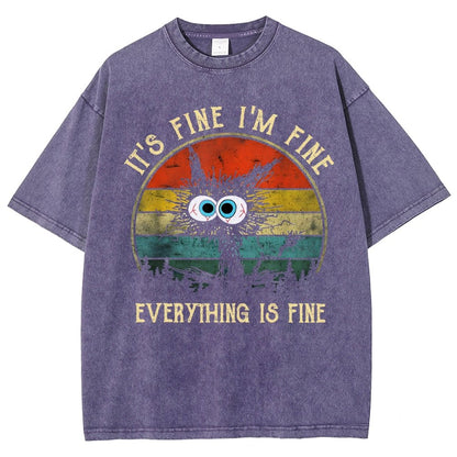 It ‘s Fine I am Fine Everything Is Fine Funny Black cat Vintage Distressed T-shirt