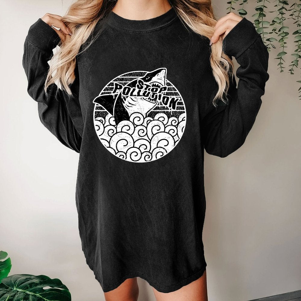 Stop pollution Washed Long Sleeve Tee