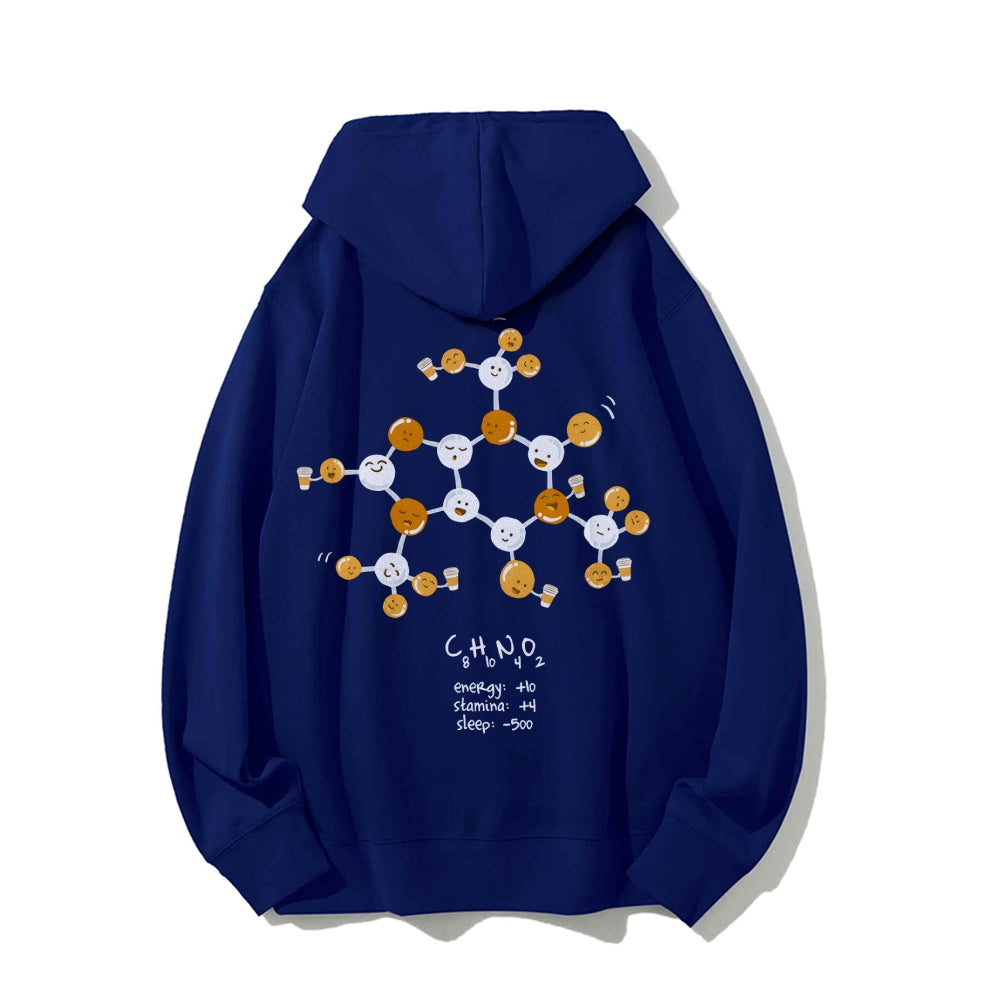 Caffeine Power Up Printed Back Unisex Cotton Hoodie