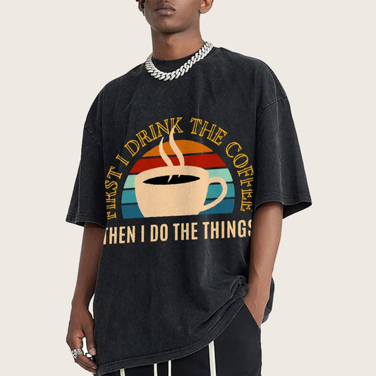 First the Coffee Vintage Distressed T-shirt