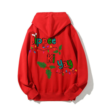 Yippee Ki Yay Christmas Printed Back Cotton Hoodie