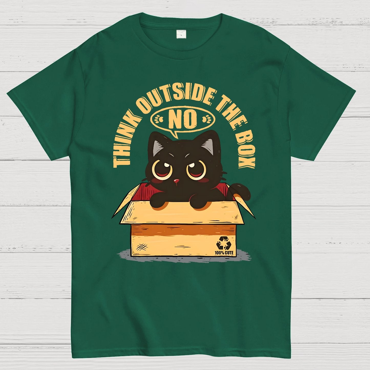 Cat THink Outside In A Box Geek T-Shirt