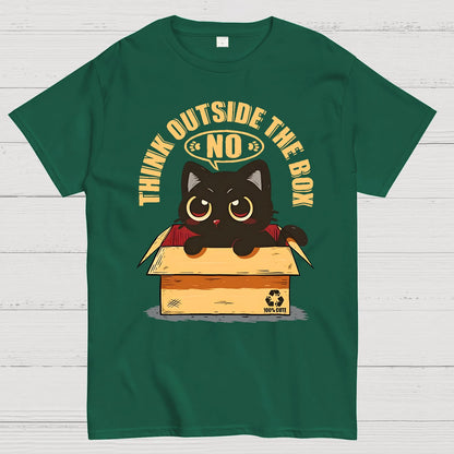 Cat THink Outside In A Box Geek T-Shirt