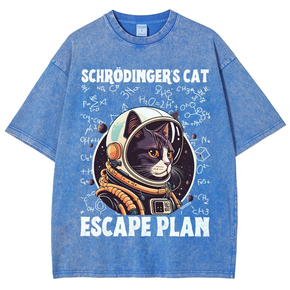 Funny Schrödinger's Cat Escape Plan Science Vintage Distressed T-shirt