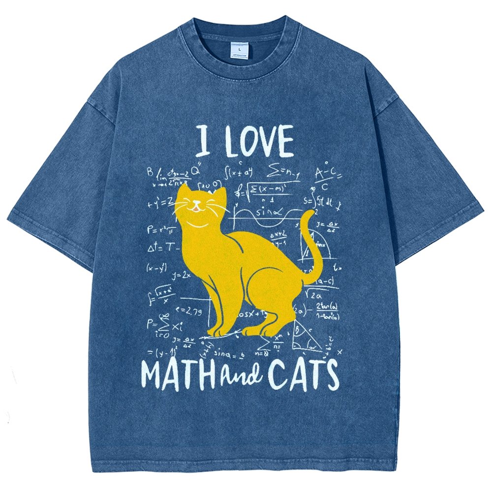I Love Math And Cats Vintage Distressed T-shirt