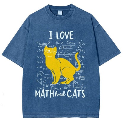 I Love Math And Cats Vintage Distressed T-shirt
