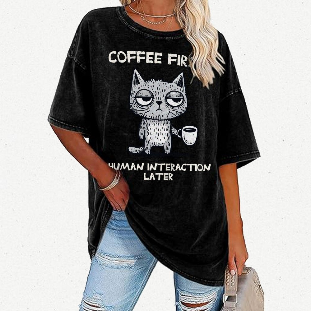 Coffee Firtst Vintage Distressed T-shirt