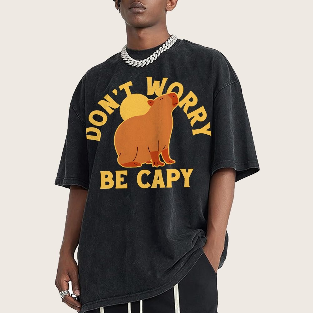 Don't Worry Be Capy Vintage Distressed T-shirt
