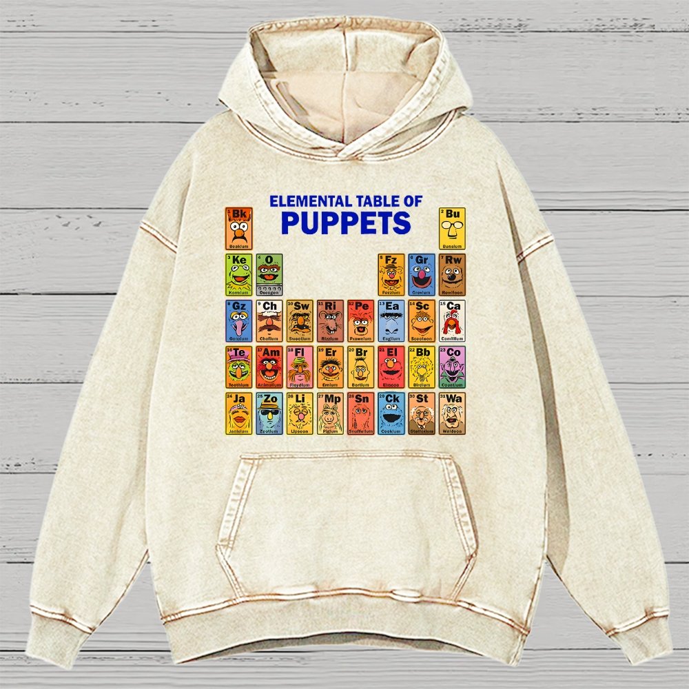 Elemental Table Of Puppets Vintage Distressed Hoodie