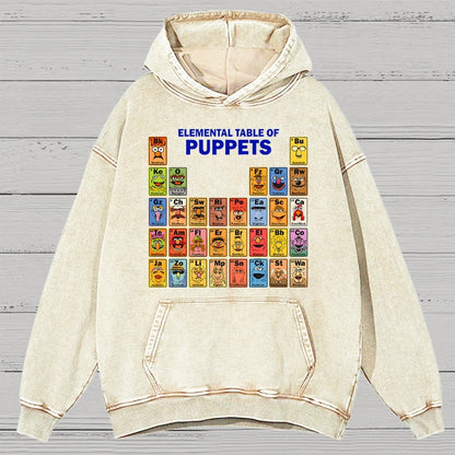 Elemental Table Of Puppets Vintage Distressed Hoodie