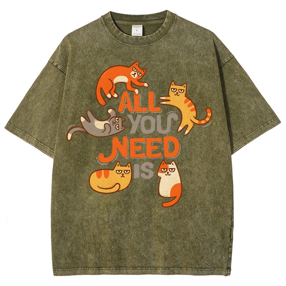All You Need Is Cat Vintage Distressed T-shirt
