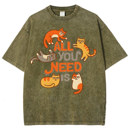 All You Need Is Cat Vintage Distressed T-shirt