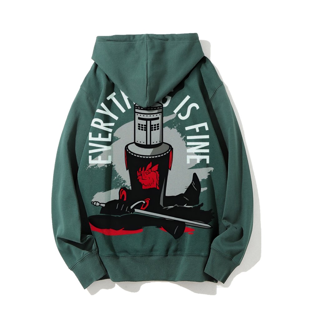 Everything Is Fine Printed Back Cotton Hoodie
