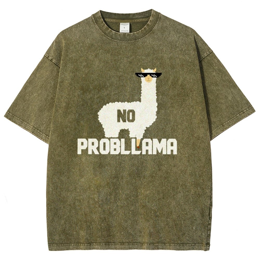 No Probllama Vintage Distressed T-shirt