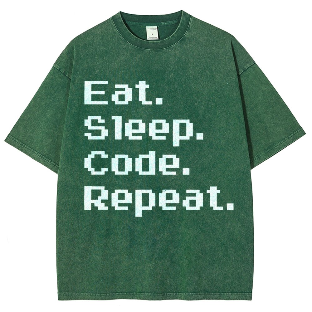 Eat Sleep Code Repeat Vintage Distressed T-shirt