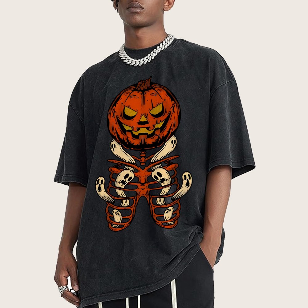 Halloween Pumpkin Vintage Distressed T-shirt