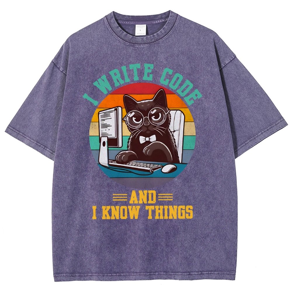 I Write Code And I Know Thing Vintage Distressed T-shirt
