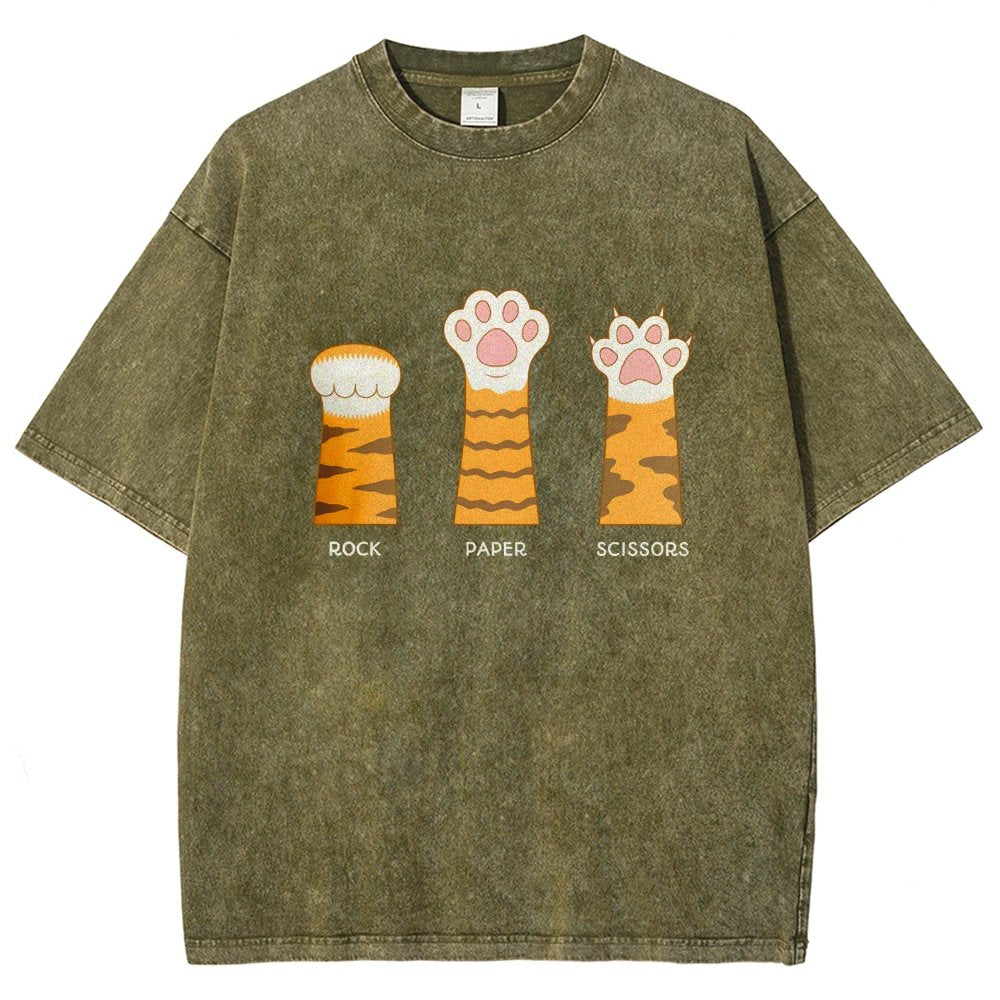 Rock Paper Scissors Purrfect Vintage Distressed T-shirt