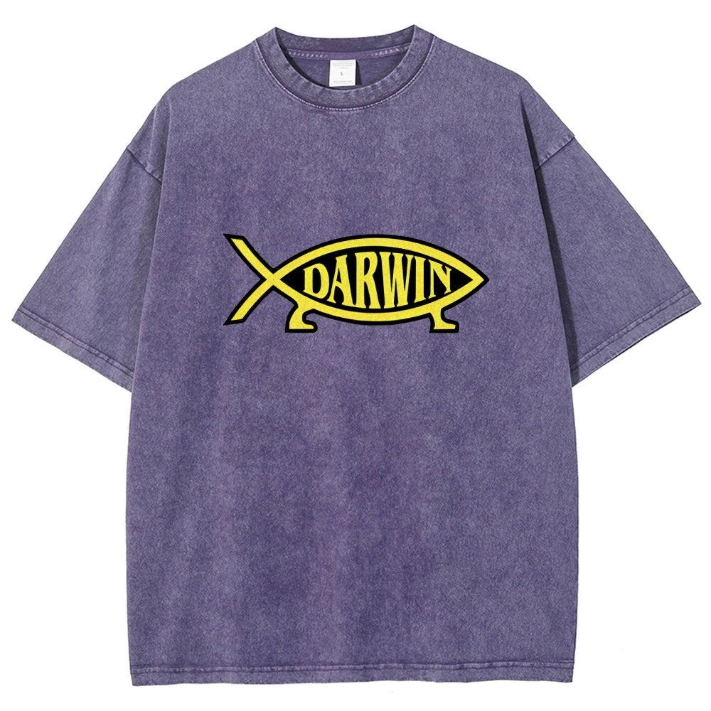 Darwin Fish Vintage Distressed T-shirt