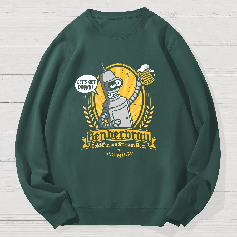 Beer Festival, Let Us Get Our Machines Drunk Geek Cotton Sweatshirt