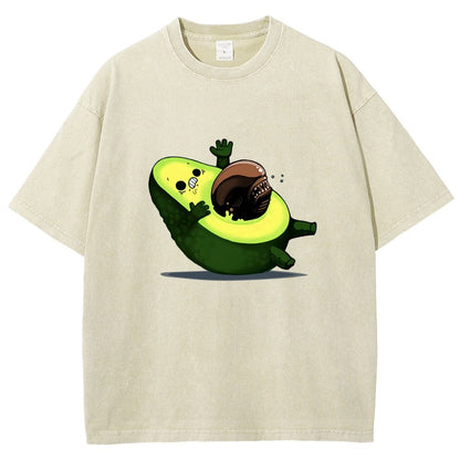 Quirky Alien Avocado Vintage Distressed T-shirt