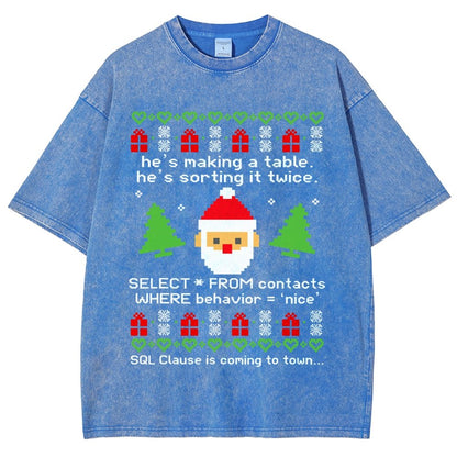 He's Making A Table Christmas Vintage Distressed T-shirt