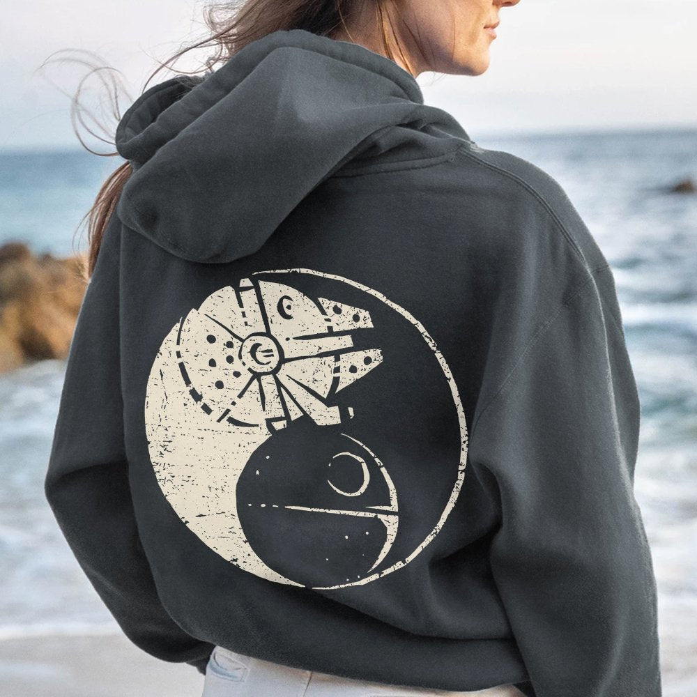 Balancing The Power Geek Printed Back Unisex Cotton Hoodie