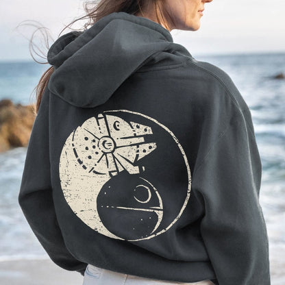 Balancing The Power Geek Printed Back Unisex Cotton Hoodie