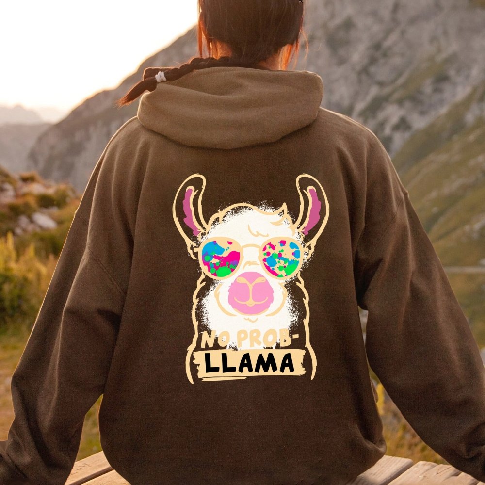 No probllama Printed Back Unisex Cotton Hoodie