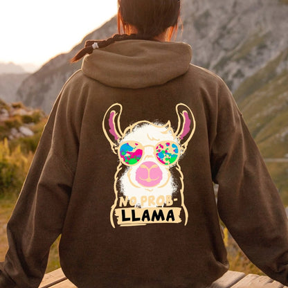 No probllama Printed Back Unisex Cotton Hoodie