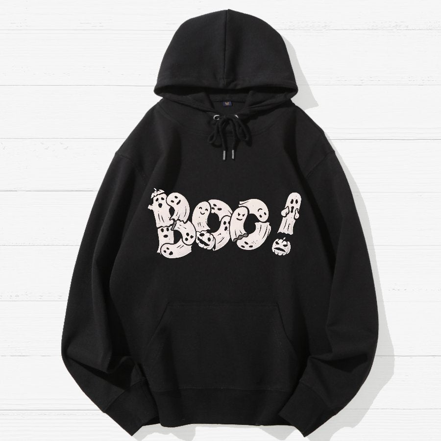 Boo - Funny Cute Ghost Typography Geek Cotton Hoodie