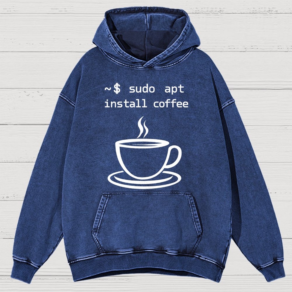 Sudo Apt-Get Install Coffee Vintage Distressed Hoodie