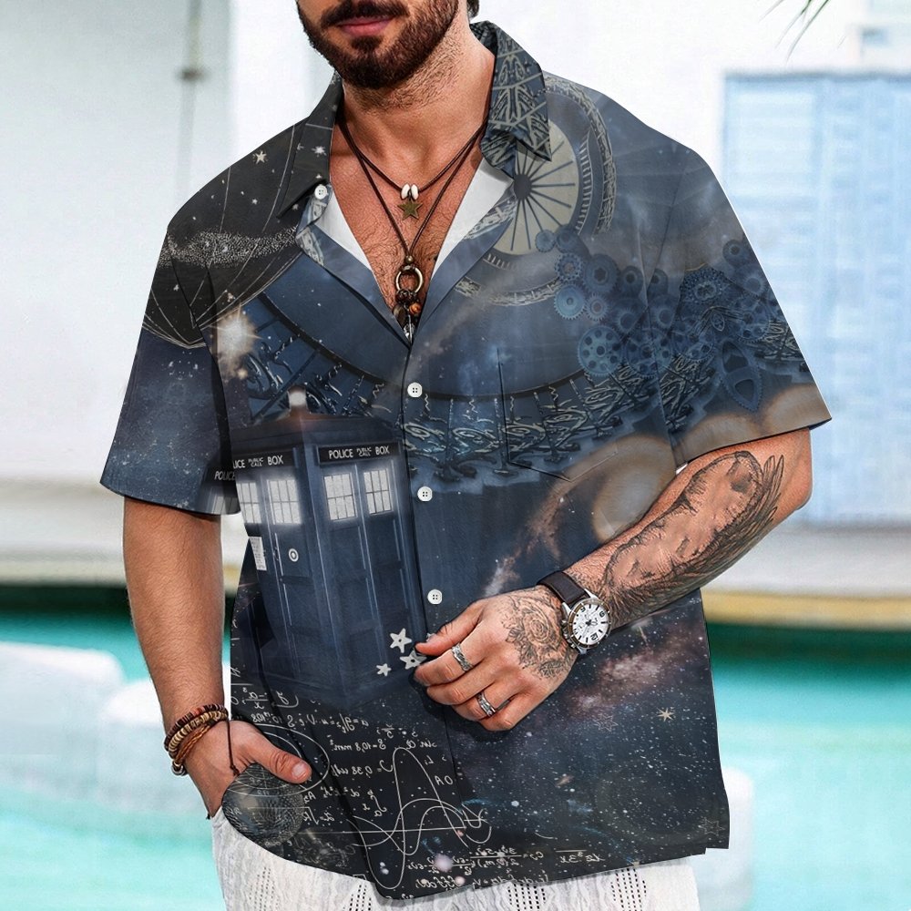 The Time Traveling Mysterious Phone Booth Geek Hawaiian Shirt