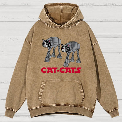 Walking Robot Cat Vintage Distressed Hoodie